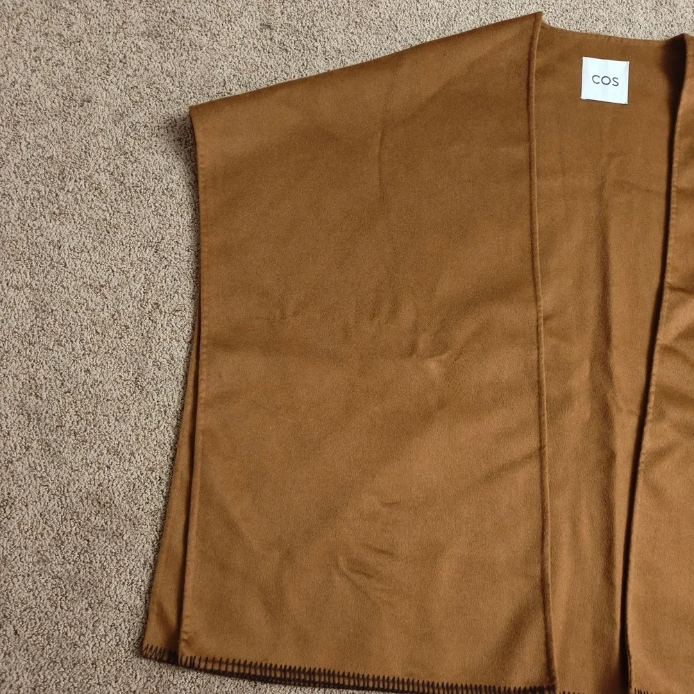 COS Women Camel Brown Wool Blend Cape Poncho Open‎ Front Sz OS
